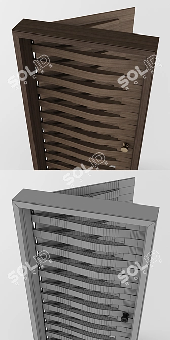 Modern 2 Panel Main Door 3D model image 3