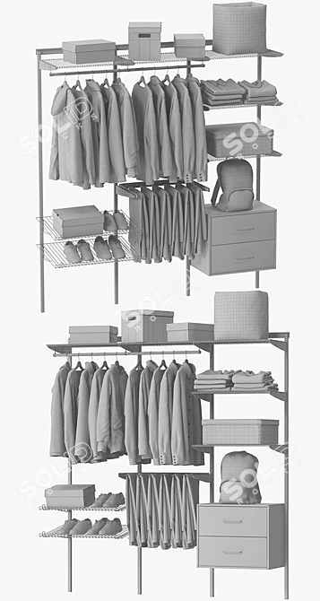Sleek Clothing Storage Solution 3D model image 3