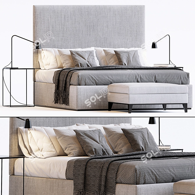 Elegant Sleep System: Yale Bed, Copelli Base & Hockney Bench 3D model image 1