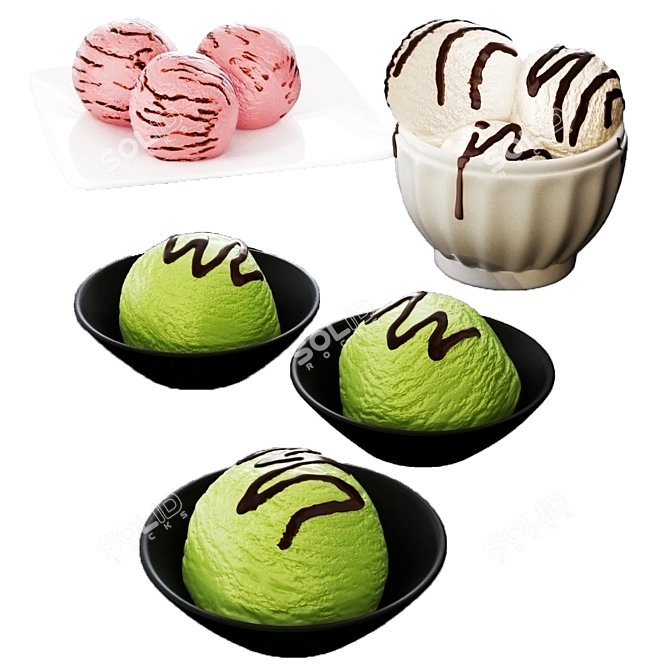 Assorted 3D Ice Cream Sculptures 3D model image 1