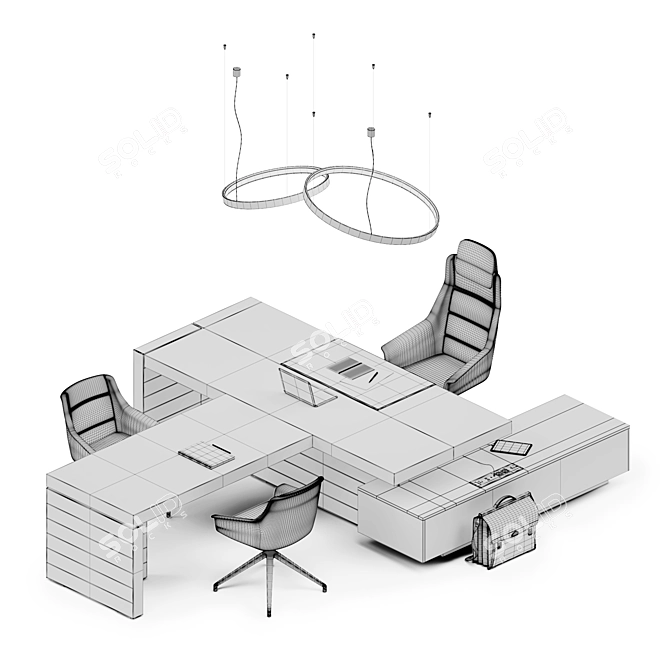LAS JERA Modern Executive Desk 3D model image 3