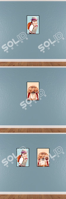 Modern Art Set: Wall Paintings & Frames 3D model image 3