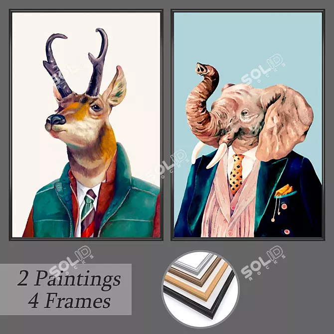 Elegant Wall Art Set with Multiple Frame Options 3D model image 1