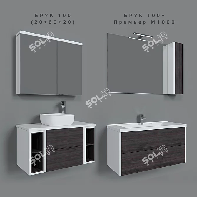 Aquaton Brook 100: Modular Collection for Stylish Bathroom 3D model image 1