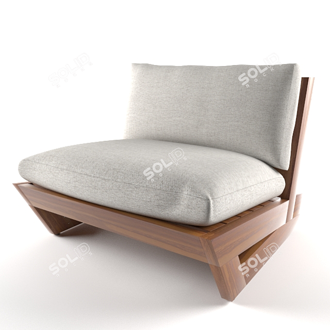 Elegant Teak Chair 3D model image 1