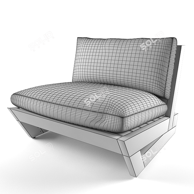 Elegant Teak Chair 3D model image 2