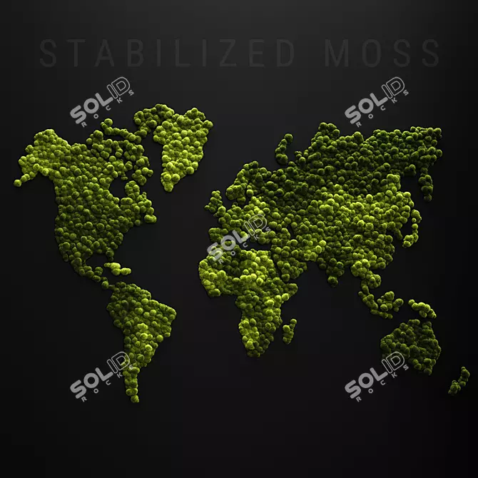 World Map Moss: Natural Interior Decor 3D model image 1