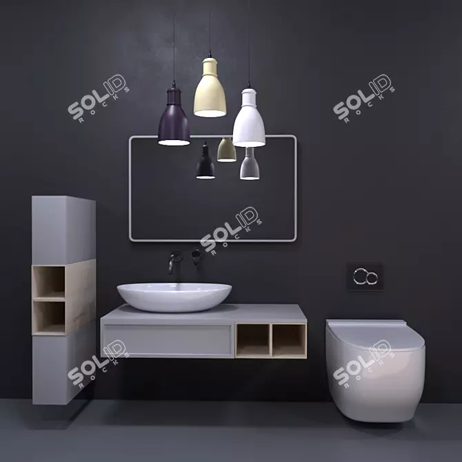 Designer Bathroom Set: Modern 3D Model 3D model image 1
