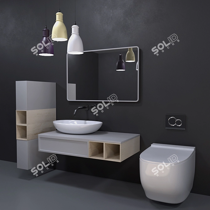 Designer Bathroom Set: Modern 3D Model 3D model image 2