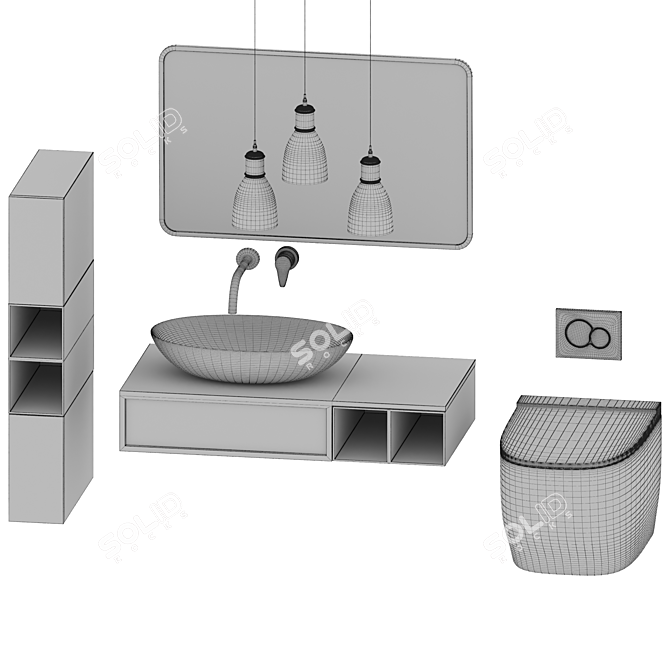 Designer Bathroom Set: Modern 3D Model 3D model image 3