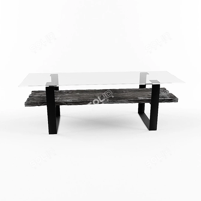 Slab Coffee Table: Rustic Charm in Your Living Space 3D model image 3