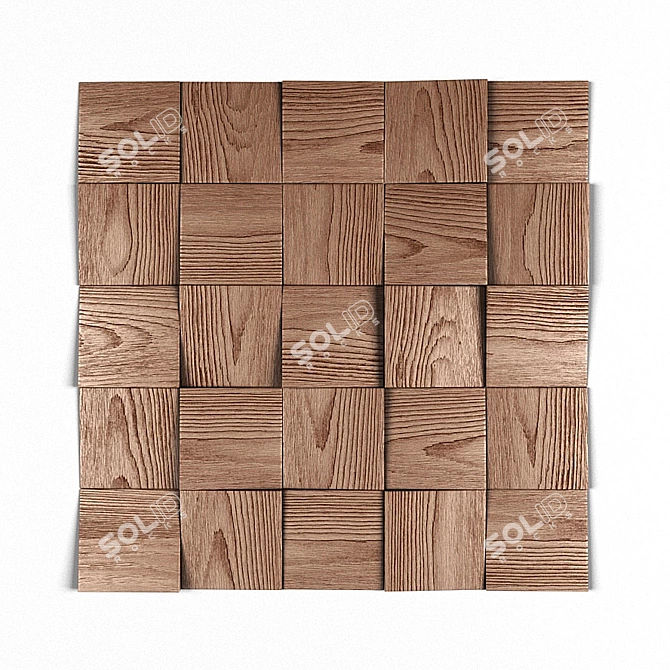 Chaotic Angles: 3D Wooden Wall Panel 3D model image 2