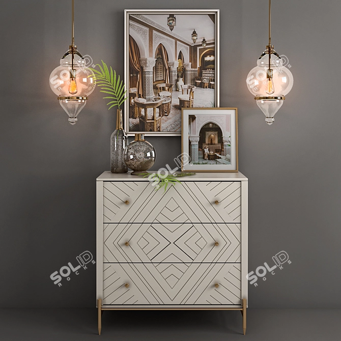 Embury Alcazar Pendant & Solid Wood Chest 3D model image 1