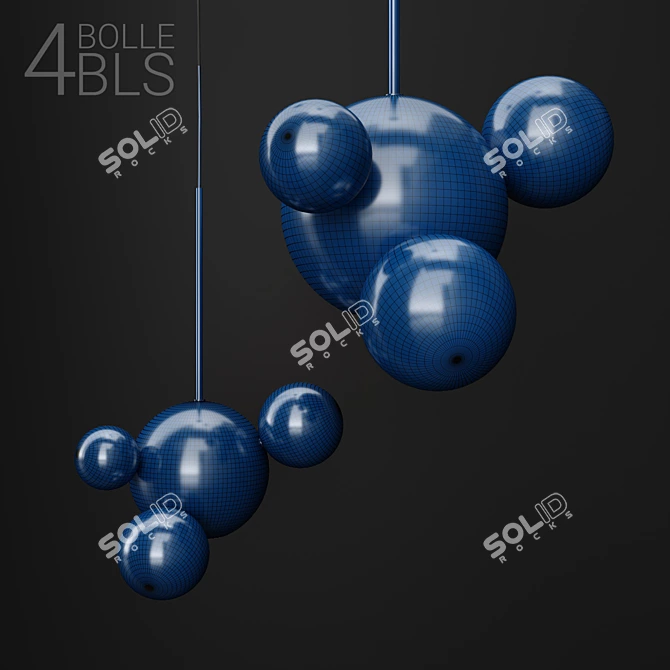 Designer Bubble Chandelier - Frost/Black 3D model image 2