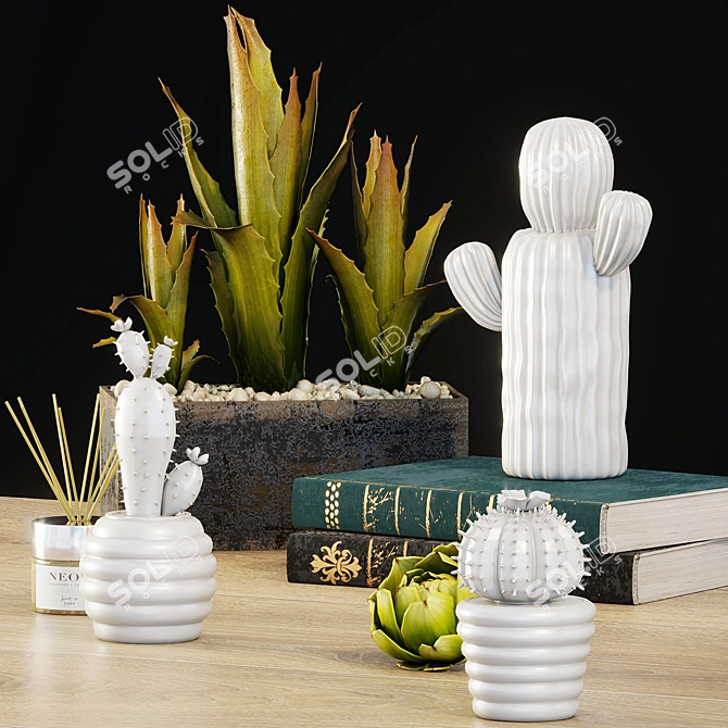 Succulent Delight: Decorative Cactus Set 3D model image 1