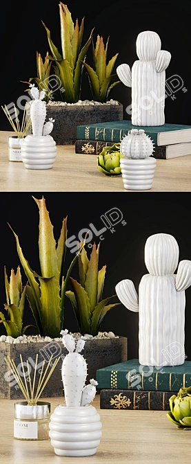 Succulent Delight: Decorative Cactus Set 3D model image 2