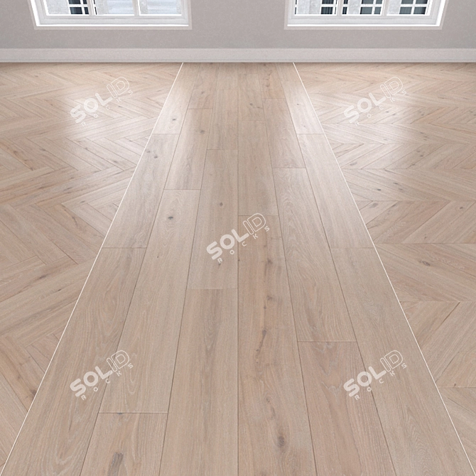 Oak Parquet: Herringbone, Linear, Chevron 3D model image 1