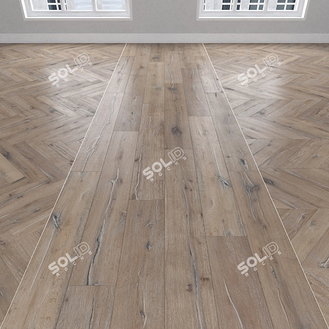 Title: Rustic Oak Parquet, 3 Stunning Styles 3D model image 1