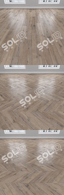 Title: Rustic Oak Parquet, 3 Stunning Styles 3D model image 2