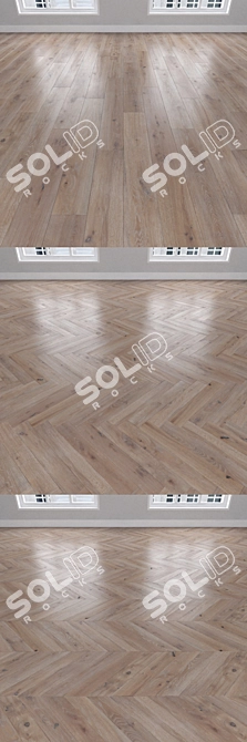 Oak Parquet Flooring: Herringbone, Linear & Chevron 3D model image 2