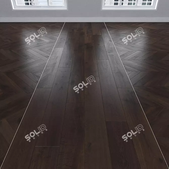 Parquet Oak Chocolate: Herringbone, Linear, Chevron. 3D model image 1