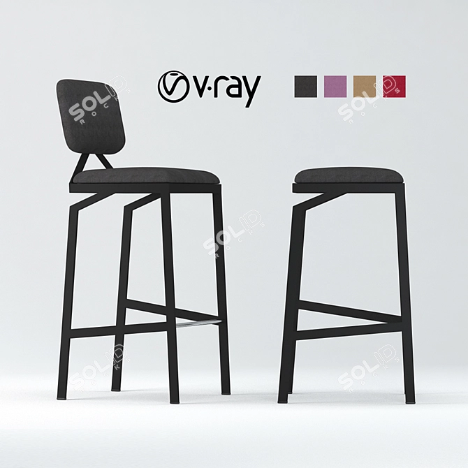 Sleek & Contemporary Design Bar Stool 3D model image 1