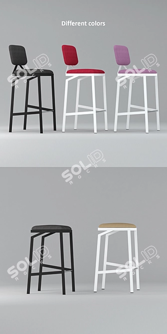 Sleek & Contemporary Design Bar Stool 3D model image 2