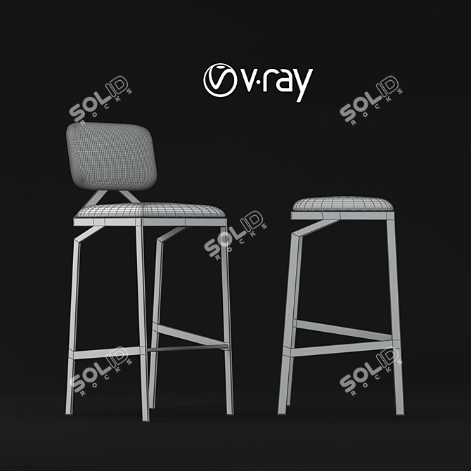 Sleek & Contemporary Design Bar Stool 3D model image 3