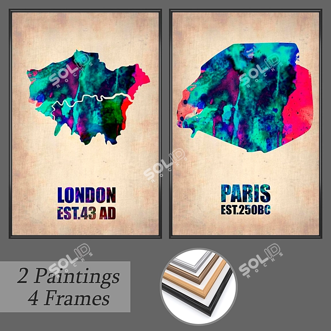 Modern Frames and Art Set 3D model image 1