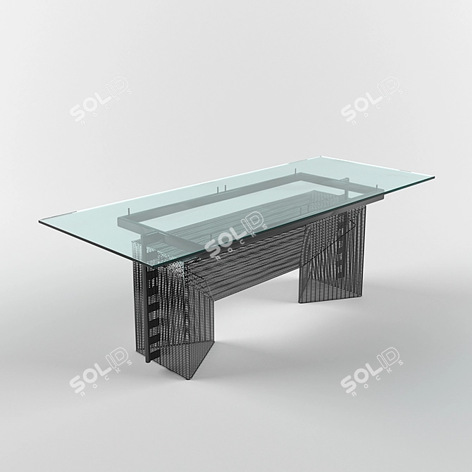 Sleek Tesi Glass Table 3D model image 1