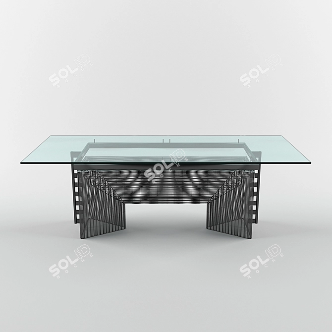 Sleek Tesi Glass Table 3D model image 2