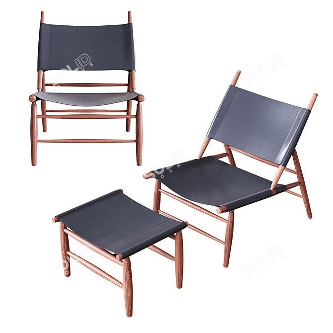 Stellar Works Triangle Chair & Ottoman 3D model image 4