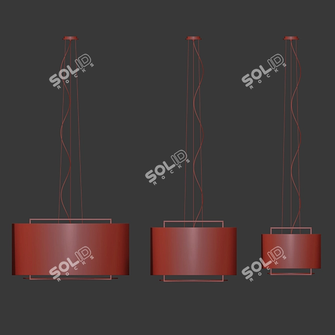 Sleek Brass Hanging Pendant 3D model image 2