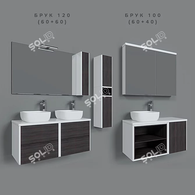 Aquaton Brook Collection: Modular Furniture for Bathroom 3D model image 1