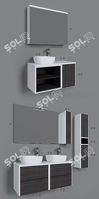 Aquaton Brook Collection: Modular Furniture for Bathroom 3D model image 2