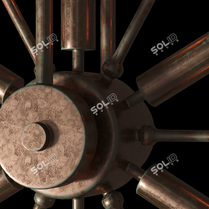 Industrial Wheel Loft Chandelier 3D model image 2