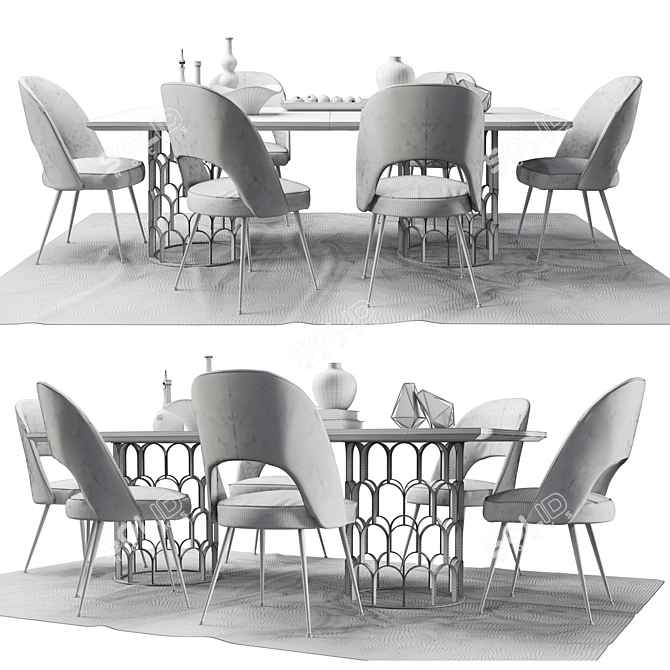 Modern Lavine Dining Set: chairs, table, decor 3D model image 3