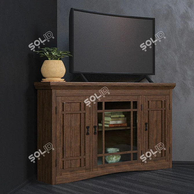 Stodeley 46" TV Stand: Stylish Corner Design 3D model image 2