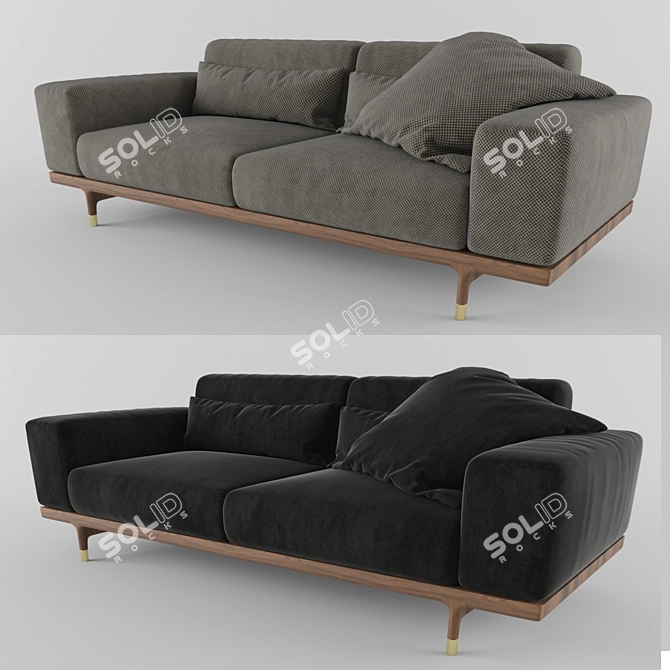 Luxury Argo Sofa: Moran, Ikat & Personal Yellow Velvet 3D model image 2