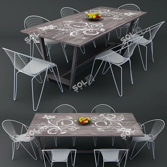 Contemporary Dining Set: Sleek and Stylish 3D model image 1