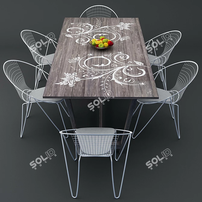 Contemporary Dining Set: Sleek and Stylish 3D model image 3