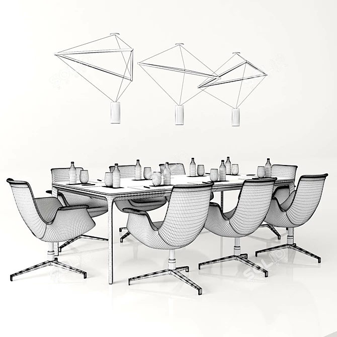 Sovet Slim Meeting Table Set 3D model image 3