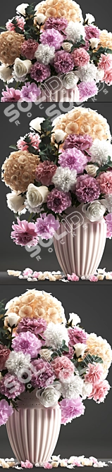 Spring White Floral Bouquet 3D model image 2