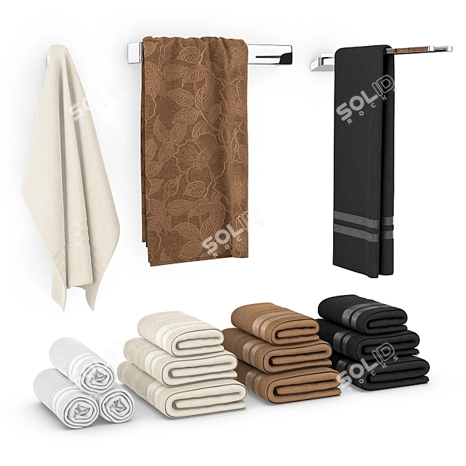 4-Piece Bathroom Towel Set 3D model image 1