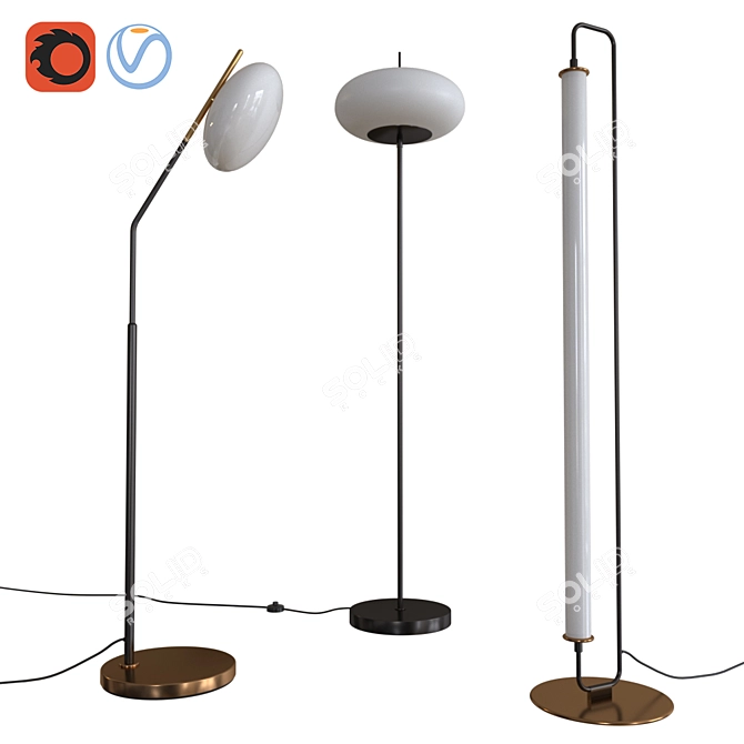 Modern Frosted Glass Floor Lamp 3D model image 1