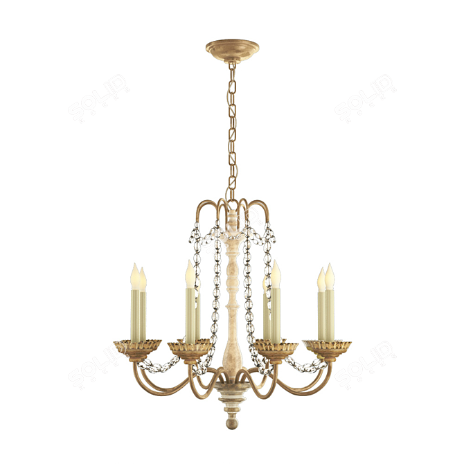 Belgian White Chandelier with Seeded Glass Beads 3D model image 1