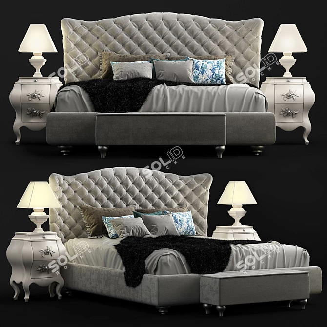 Elegant Vanity Bed - Timeless Charm for Your Bedroom 3D model image 1