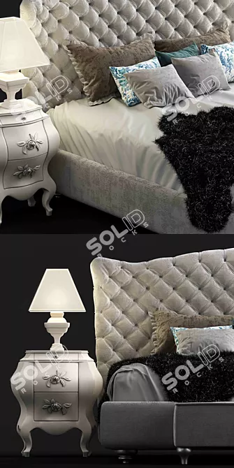 Elegant Vanity Bed - Timeless Charm for Your Bedroom 3D model image 2