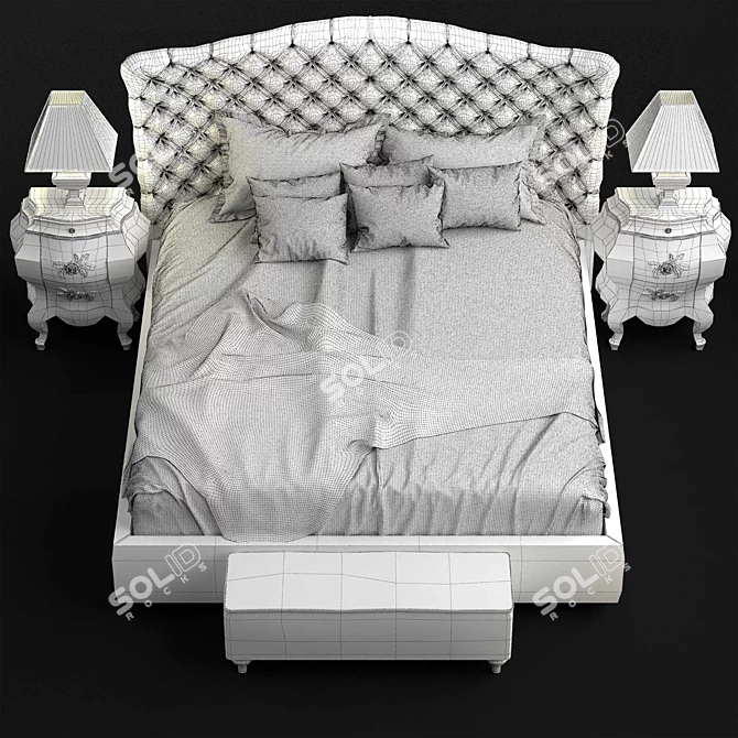 Elegant Vanity Bed - Timeless Charm for Your Bedroom 3D model image 3