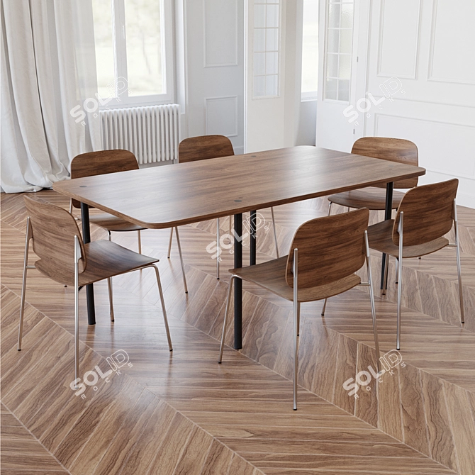 Modern Bernhardt Design Autobahn Table Set 3D model image 3